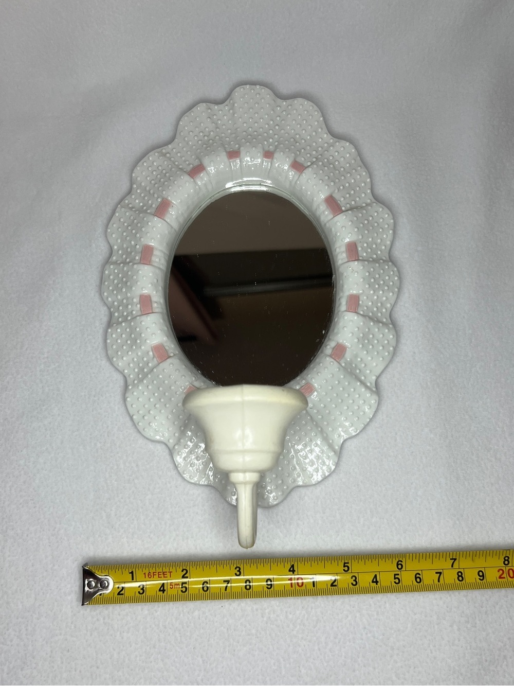 Vintage Homco Burwood Hobnail Wall Candle Sconces Pair White Pink Glass - Picture 4 of 5